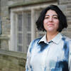 Camila Franco Rodriguez smiling on campus